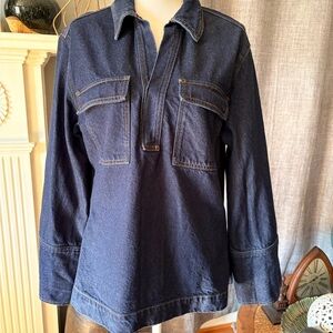 H&M Dark Blue Denim pullover shirt, size XS